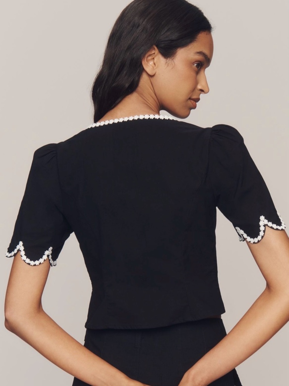 Anthropologie Maeve Scoop-Neck Lace Trim Blouse, Size Small, NWT!! - Picture 2 of 9